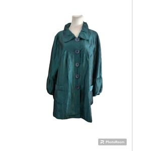 Caribe Taffeta Formal Dress Jacket Women's Size XL(?) Blue Halo 3/4 Sleeves